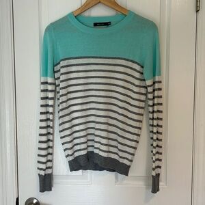 41 Hawthorn stripe sweater, aqua, gray and white XS
